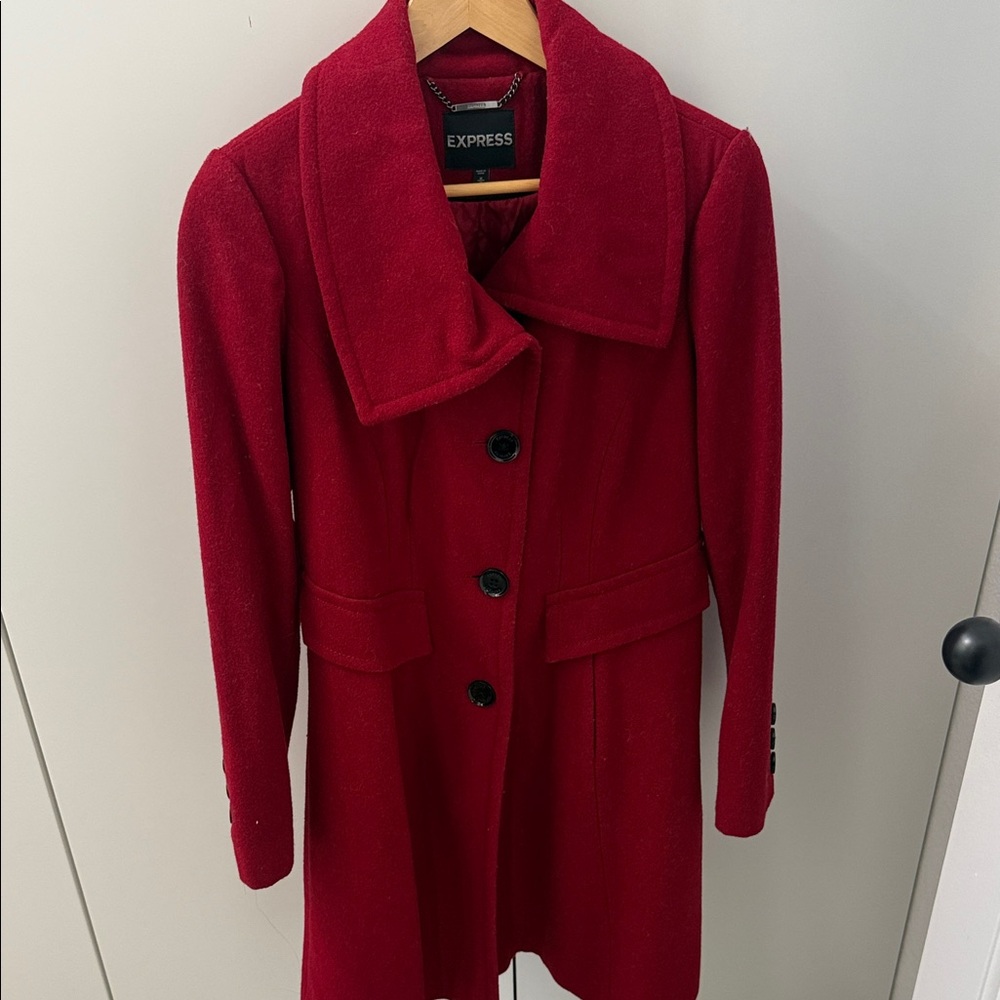 Express Women's Vibrant Red Trench Coat size M